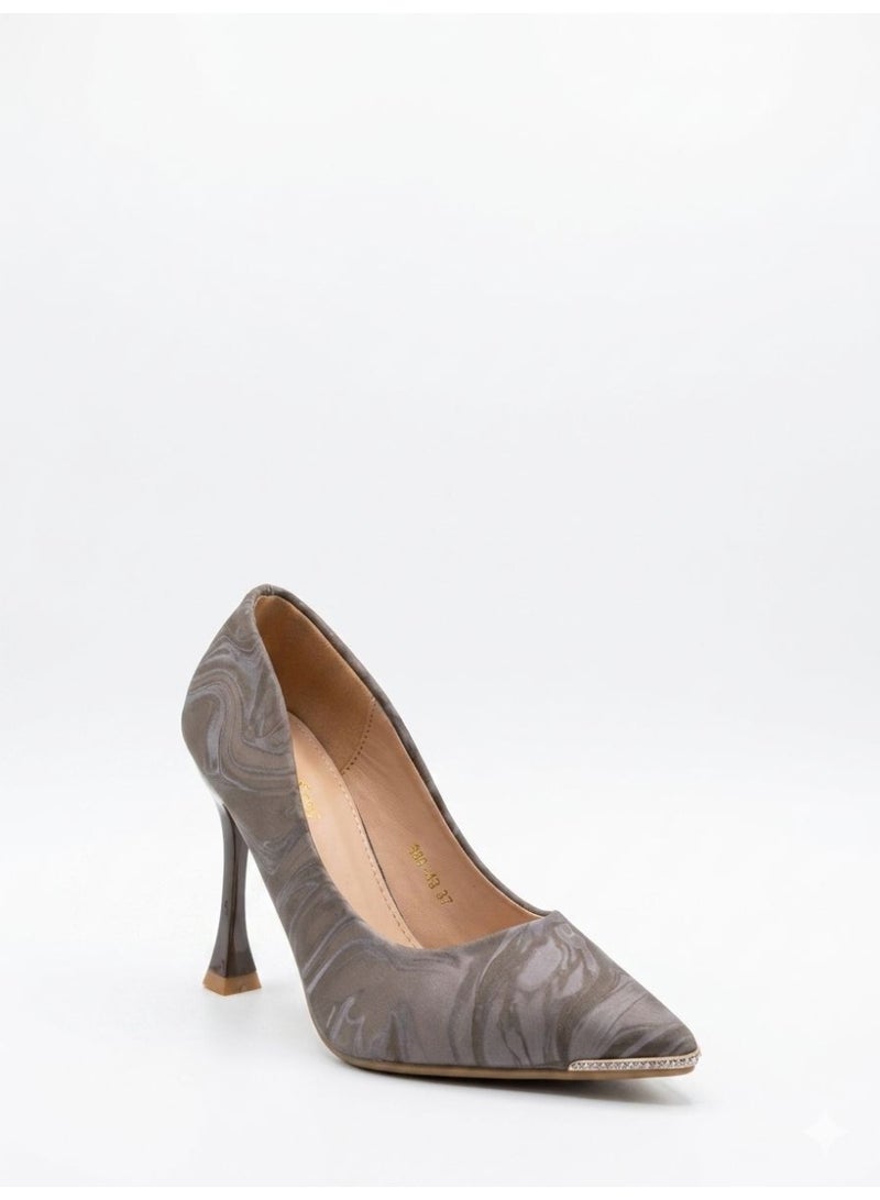 Shoe star حذاء نسائي بكعب عالٍ ونقشة رخامية برأس مدبب - Image 1