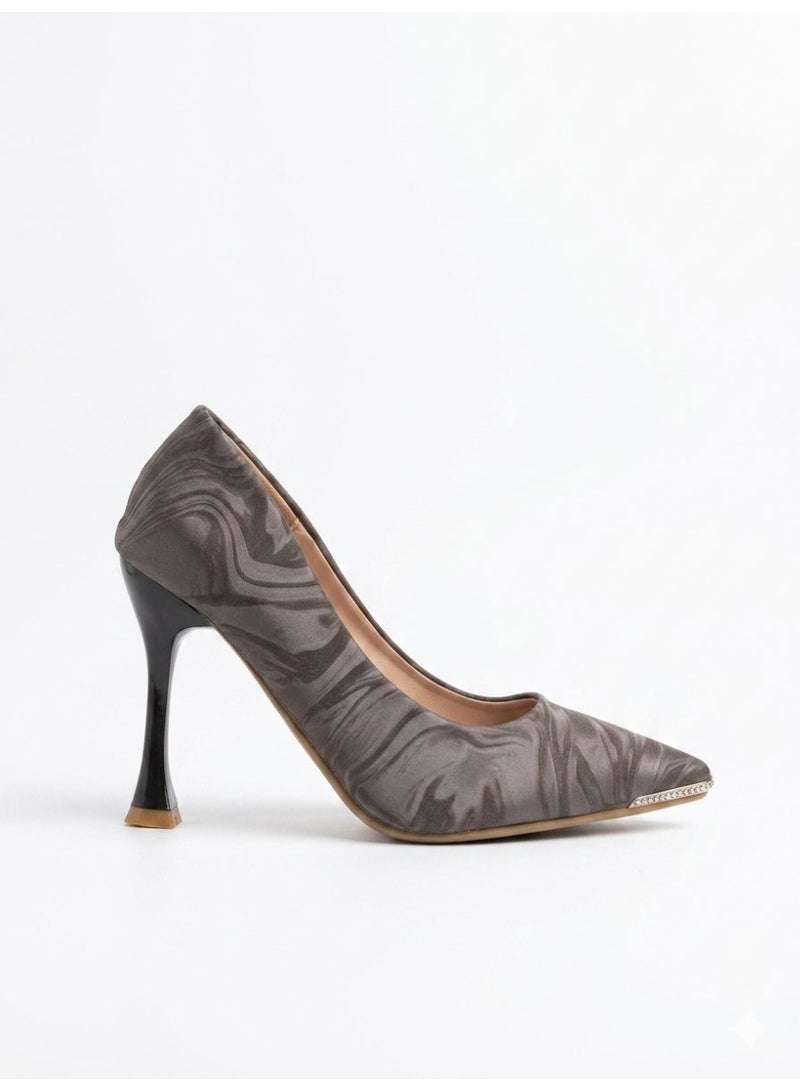 Shoe star حذاء نسائي بكعب عالٍ ونقشة رخامية برأس مدبب - Image 2