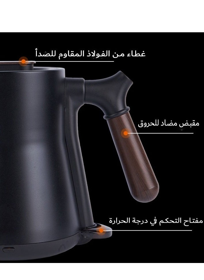 أديلي - غلاية كهربائية ذات عنق معقوفة للسكب فوق الغلاية للقهوة والشاي سريعة الغليان للغاية من الفولاذ المقاوم للصدأ أسود - Image 1