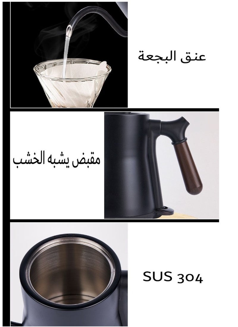 أديلي - غلاية كهربائية ذات عنق معقوفة للسكب فوق الغلاية للقهوة والشاي سريعة الغليان للغاية من الفولاذ المقاوم للصدأ أسود - Image 1