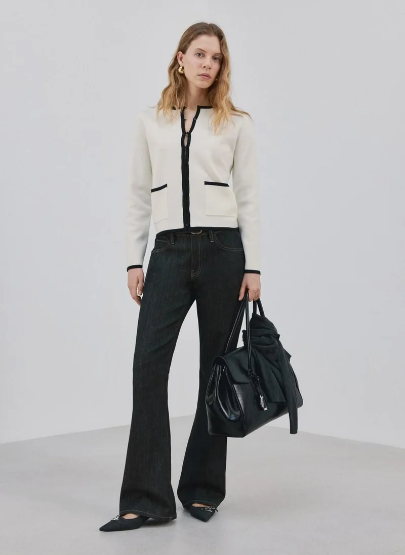 MANGO  Contrasting ribbed cardigan for Women | Best Price UAE