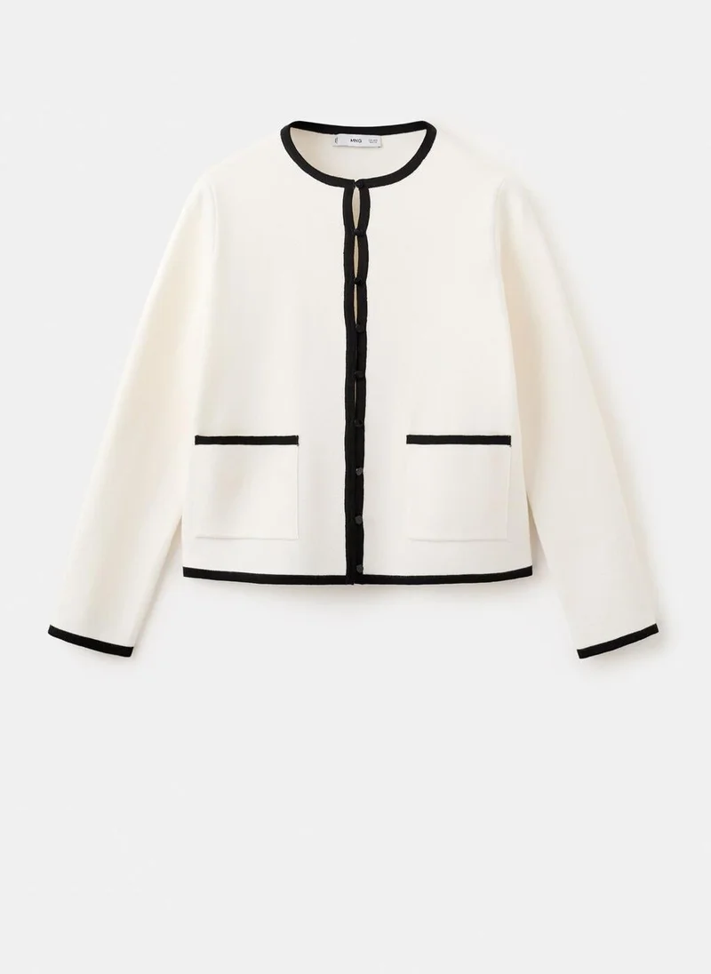 MANGO  Contrasting ribbed cardigan for Women | Best Price UAE
