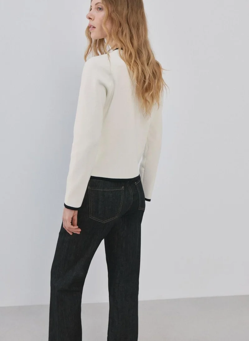 مانجو Contrasting ribbed cardigan