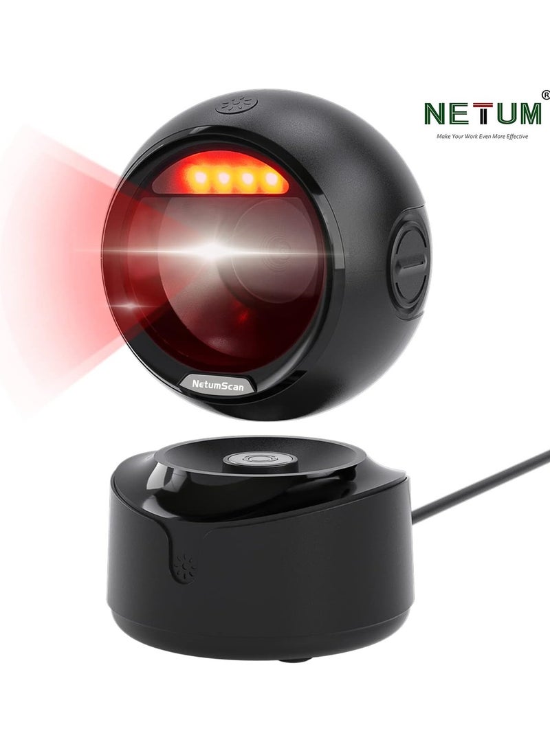 NETUM Automatic Omnidirectional Desktop 1D 2D Bar Code Barcode Scanner, Hands-Free USB Wireless QR Barcode Reader, Image Sensing for Warehouse, Supermarket, Retail Store, Bookstore Pos System  - Image 1