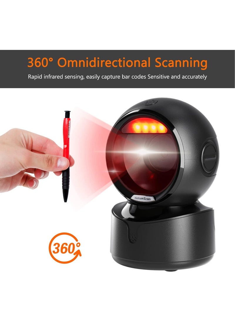 NETUM Automatic Omnidirectional Desktop 1D 2D Bar Code Barcode Scanner, Hands-Free USB Wireless QR Barcode Reader, Image Sensing for Warehouse, Supermarket, Retail Store, Bookstore Pos System  - Image 2