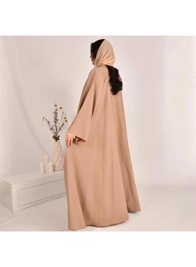 beyond abaya Beige double-cloche abaya with wide sleeves - Image 5
