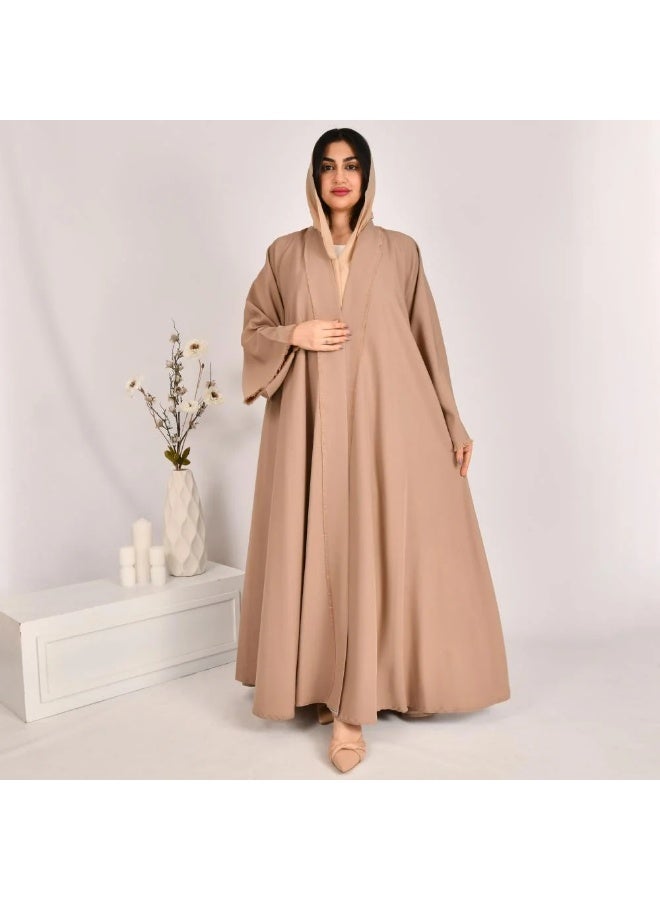 beyond abaya Beige double-cloche abaya with wide sleeves - Image 4