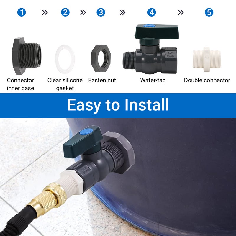 Amazon rain bucket faucet PVC bucket shunt kit with partition connector Hose Faucet adapter(3/4 inch rain bucket suit white silk) - Image 4