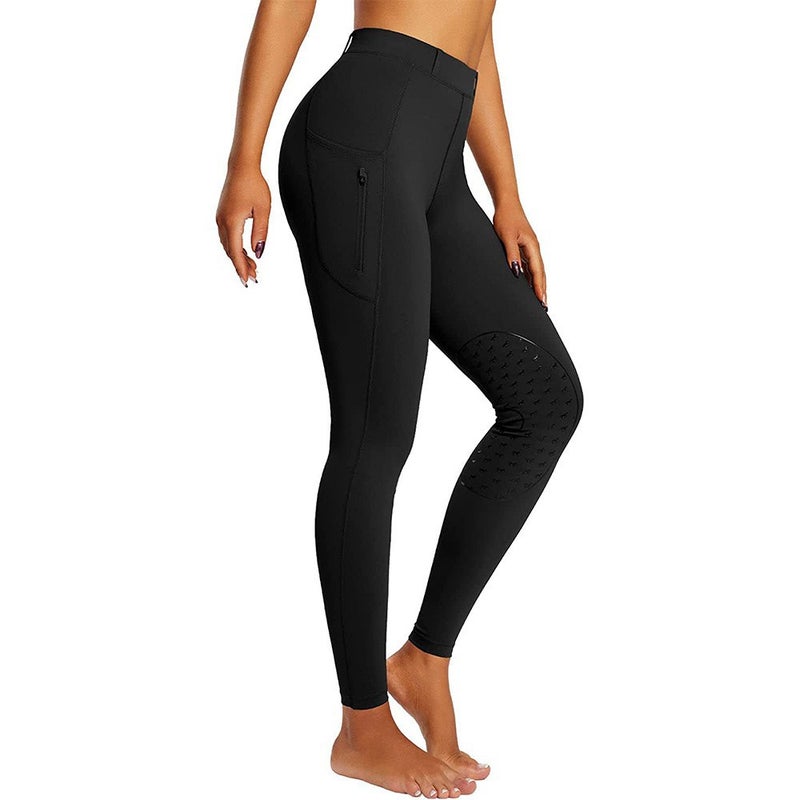 Generic Men Women Equestrian Riding Silicone Pants Quick Dry F104 black