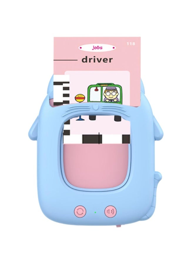 شابية قارئ بطاقات فلاش ثنائي اللغة - جهاز تعليم مبكر باللغتين العربية والإنجليزية، لعبة تعليمية لمرحلة ما قبل المدرسة، وجهاز علاج النطق مع نطق قياسي للأطفال الصغار والأطفال (أزرق) - Image 2