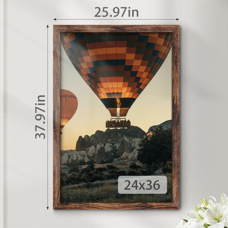 Fisnish 24x36 Poster Frame Brown, Poster Frames 24 x 36 inches or 24x36 Picture Frames with HD Plexiglass Durable and Scratch-proof for Horizontal or Vertical Wall Mounting, 1 Pack - Image 3
