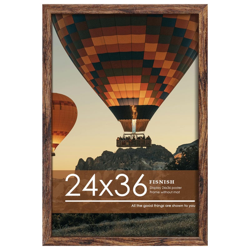 Fisnish 24x36 Poster Frame Brown, Poster Frames 24 x 36 inches or 24x36 Picture Frames with HD Plexiglass Durable and Scratch-proof for Horizontal or Vertical Wall Mounting, 1 Pack - Image 1