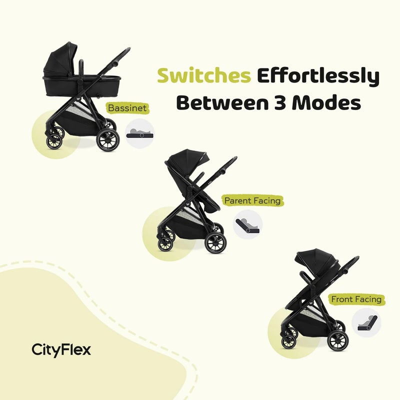 Jikel City Flex 2-in-1 Convertible Stroller, Full Recline for Newborn Comfort, Reversible Seat, Big Wheels with Smooth Suspension, Up to 22kg, Self-Standing Fold, Storage Basket Capacity - Image 5