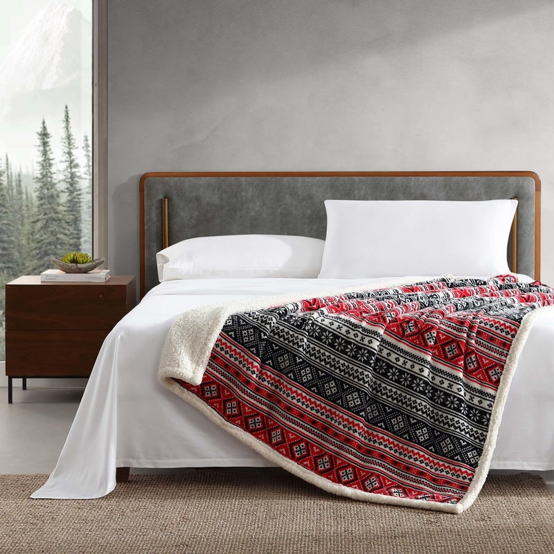 Eddie Bauer Ultra-Plush Collection Throw Blanket-Reversible Sherpa Fleece Cover  Soft & Cozy  Perfect for Bed or Couch  Fair Isle - Image 4