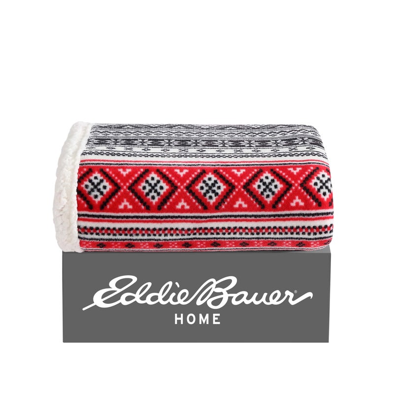 Eddie Bauer Ultra-Plush Collection Throw Blanket-Reversible Sherpa Fleece Cover  Soft & Cozy  Perfect for Bed or Couch  Fair Isle - Image 5