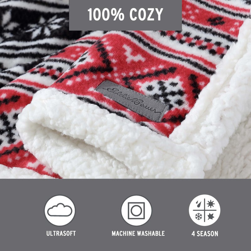 Eddie Bauer Ultra-Plush Collection Throw Blanket-Reversible Sherpa Fleece Cover  Soft & Cozy  Perfect for Bed or Couch  Fair Isle - Image 2