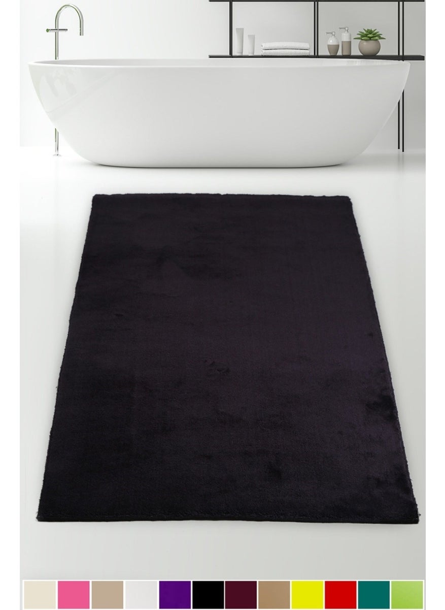 Bonny Home Elite Black 100X200 cm Cornered Plush Bathroom Rug Non-Slip Large Size Fluffy Bath Mat  - Image 1