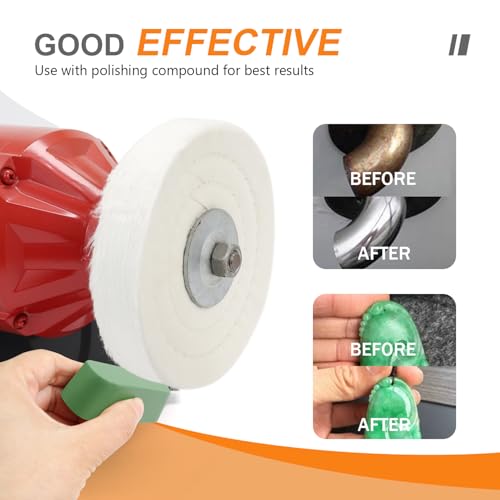 SCOTTCHEN Buffing Polishing Wheel 6 inch (70 Ply) Extra Thick for Bench Grinder Tool with 1/2" Arbor Hole 2 PCS - Image 4