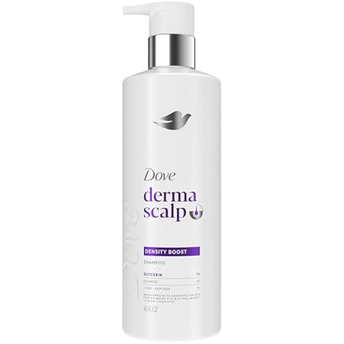 Dove Derma Scalp Density Boost Shampoo 1 ct With Glycerin, Sulfates And Zinc + Peptides For Hair Loss And Breakage 16 oz