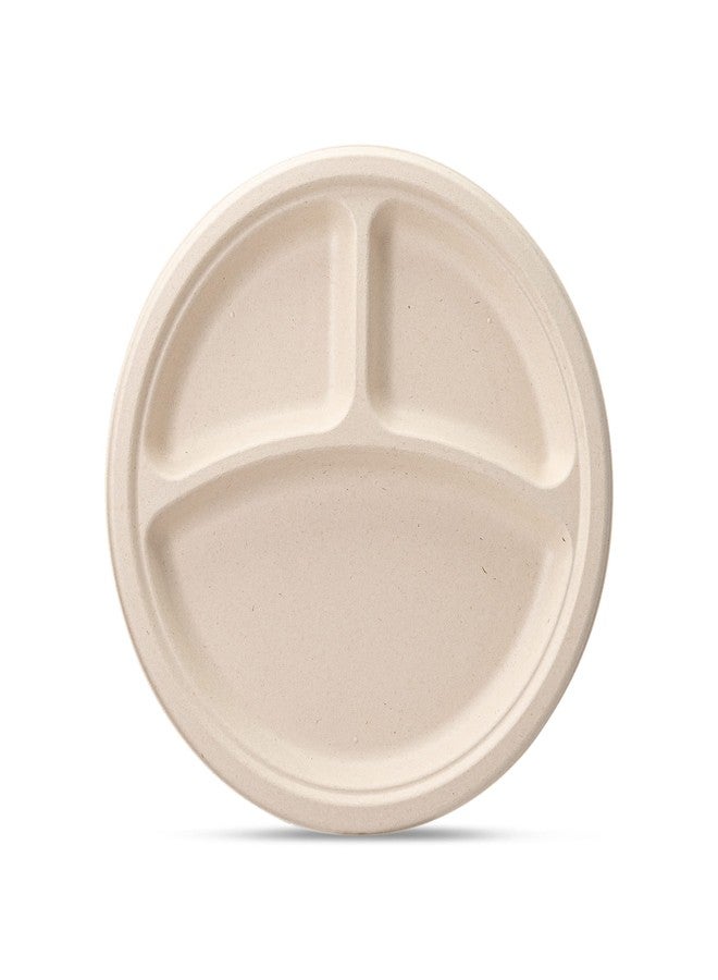 Gusto Comfy Package [10 Inch - 125 Count Heavy-Duty 100% Compostable Plates, 3 Compartment Eco-Friendly, Kraft Disposable Sugarcane Paper Plates - Brown Unbleached - Image 2