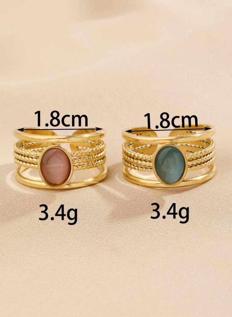 إيكوال طقم خواتم نسائي مكون من قطعتين من الاستانلس ستيل مطلي باللون الذهبي بمقاس موحد - Image 3