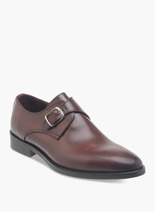 DUCHINI Men's Solid Slip-On Monk Shoes