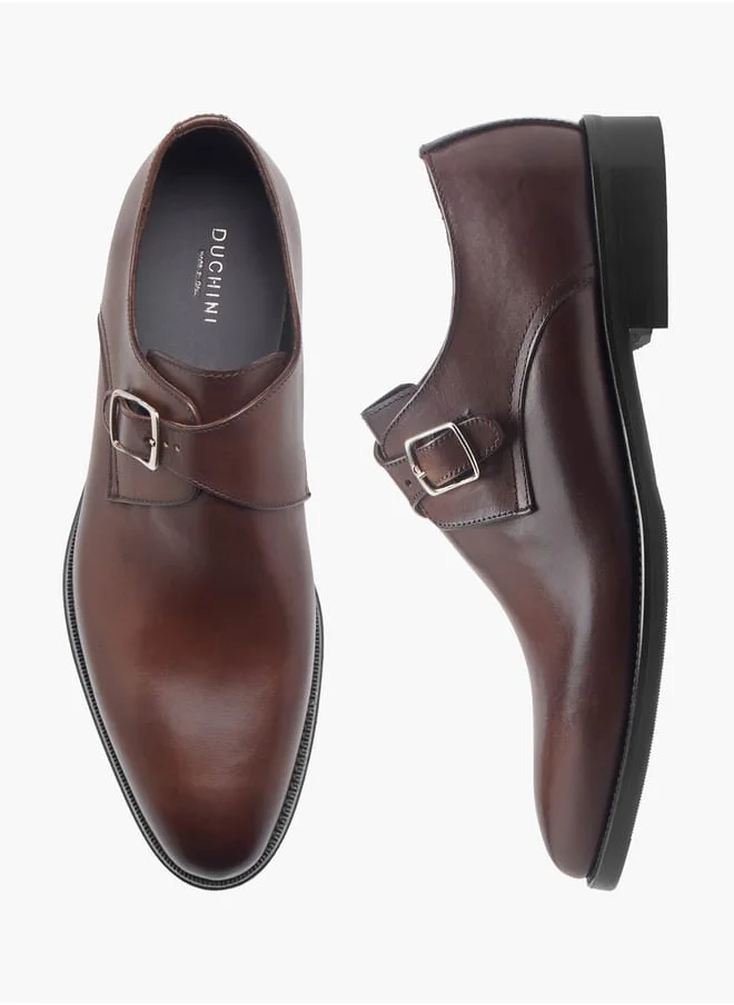 DUCHINI Men's Solid Slip-On Monk Shoes