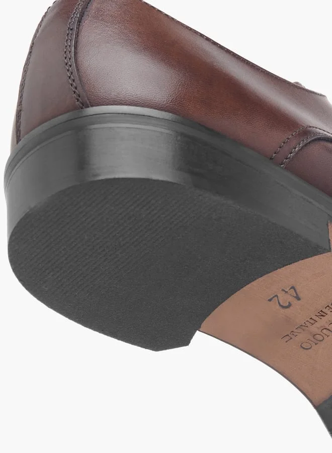 DUCHINI Men's Solid Slip-On Monk Shoes