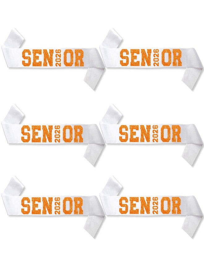 Partyprops 6Pcs White Senior 2026 Satin Sashes with Orange Glitter Letters Senior 2026 Decorations - 2026 Graduation Celebrations Sashes - Senior Cheer Sash - Cheerleader Sash - Class Competition Sashes - Image 2