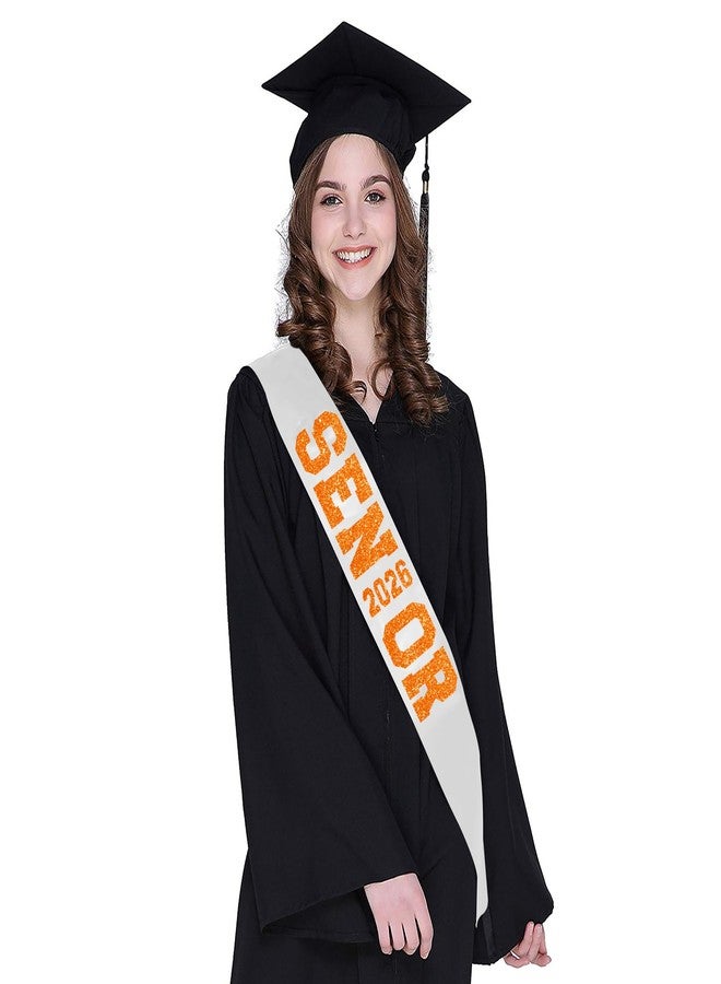 Partyprops 6Pcs White Senior 2026 Satin Sashes with Orange Glitter Letters Senior 2026 Decorations - 2026 Graduation Celebrations Sashes - Senior Cheer Sash - Cheerleader Sash - Class Competition Sashes - Image 5