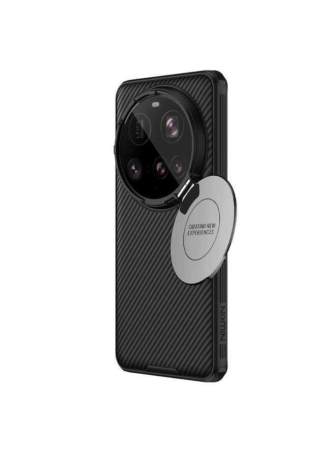 نيلكين جراب لهاتف Xiaomi 15 Ultra أسود بمرآة دعامة قرص مضغوط نسيج مرآة فتحة دقيقة جراب هاتف مغناطيسي MagSafe - Image 2