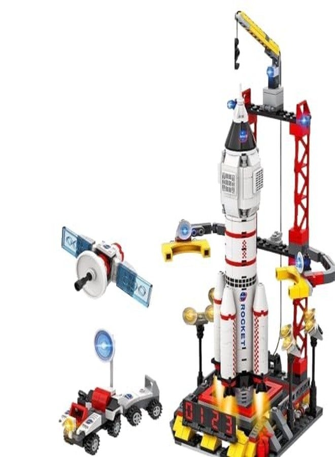 Babelly City Space Rocket Launch Control Center Building Kit with Mars Rover, Satellite, Fun STEM Toy for Kids Boys Girls 6 Plus Year - Image 1