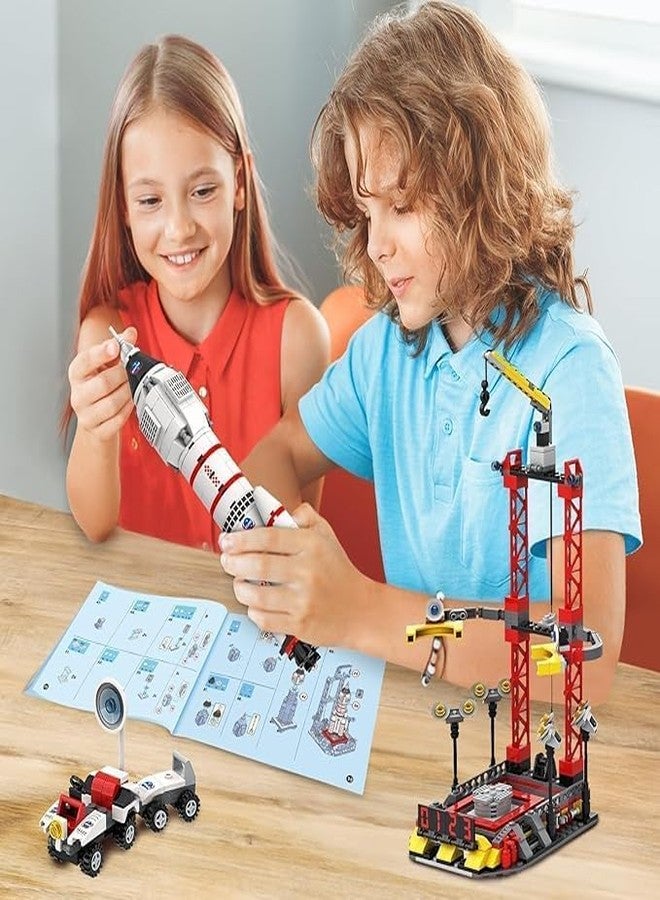 Babelly City Space Rocket Launch Control Center Building Kit with Mars Rover, Satellite, Fun STEM Toy for Kids Boys Girls 6 Plus Year - Image 2