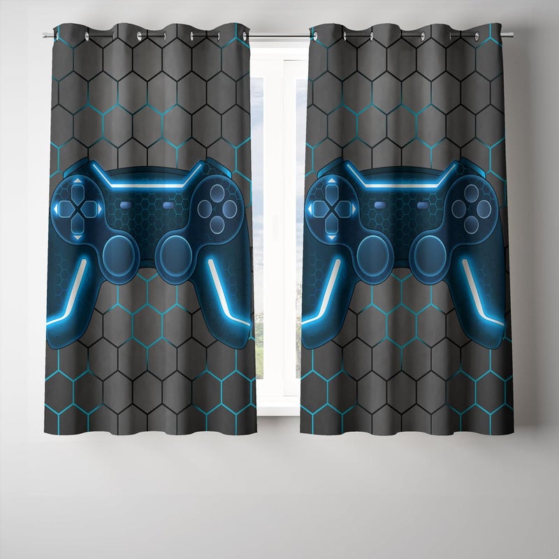 NTBED Game Console Blackout Curtains Drapes for Kids Bedroom Play Room 2 Panels Darkening Grommets Window Treatment 42Wx63L Blue