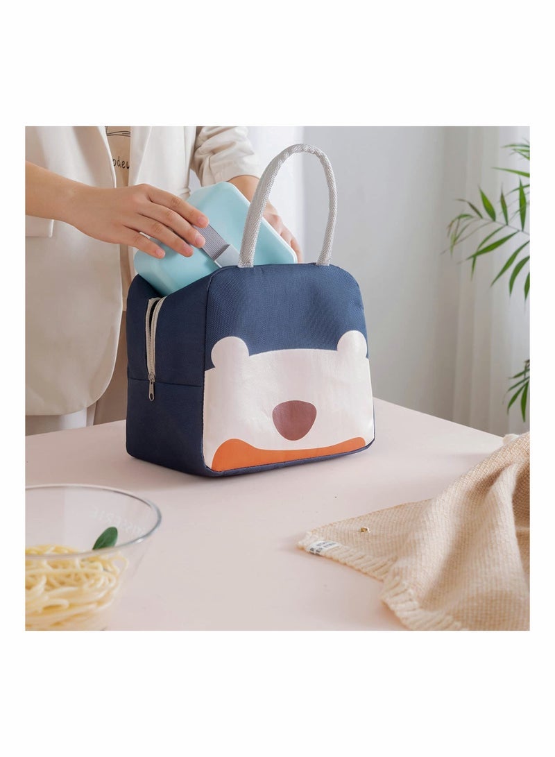 SYOSI Cute Lunch Bags for Women, Fashion Lunch Box Containers Thermal Waterproof Lunch Organizer Insulated Lunch Tote Bag for Girls Men Adult Work School Picnic (Navy Blue) - Image 3