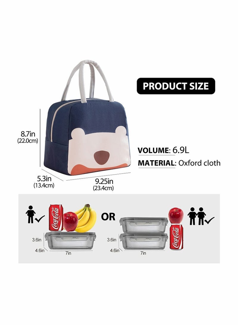 SYOSI Cute Lunch Bags for Women, Fashion Lunch Box Containers Thermal Waterproof Lunch Organizer Insulated Lunch Tote Bag for Girls Men Adult Work School Picnic (Navy Blue) - Image 2