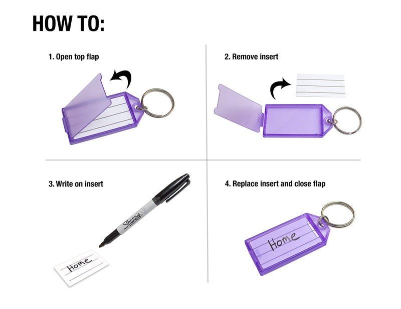 Lucky Line ID Key Tag with Flap, Split Ring & Paper Insert for Labeling, Key Organization & Identification, Assorted, Pack of 10 (605100) - Image 5