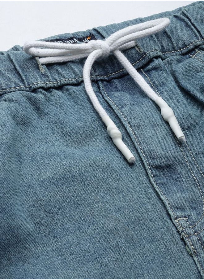 The Indian Garage Co Men Slim Fit Solid Mid-Rise Stretchable Denim Joggers  - Image 3