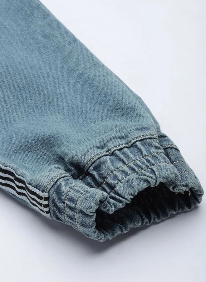 شركة المرآب الهندية Men Slim Fit Solid Mid-Rise Stretchable Denim Joggers