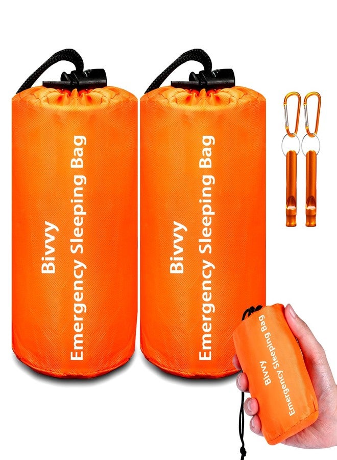 Cymuber Emergency Sleeping Bag Survival Bag, 2 Pack Portable Waterproof Thermal Bivy Sacks Tac Bivvy Bags, 84"x36" Camping Mylar Sleeping Bag Survival Gear Emergency Blankets Survival Shelter - Image 1