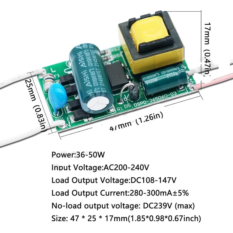 LED Transformer Power Supply Module 36 50W 280 300mA Constant Current DC 60 150V - Image 3