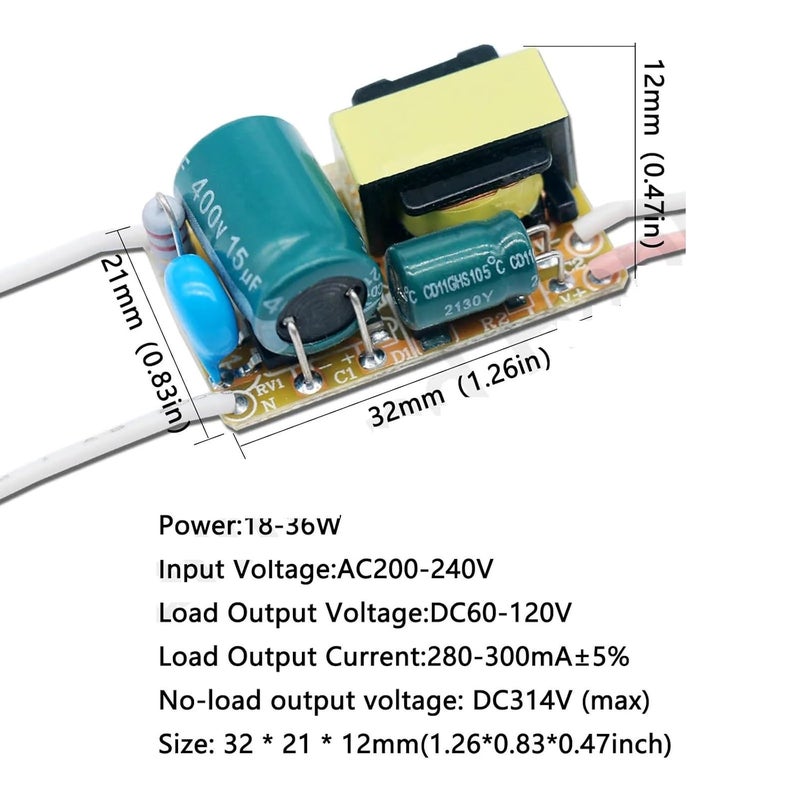 LED Transformer Power Supply Module 36 50W 280 300mA Constant Current DC 60 150V - Image 5