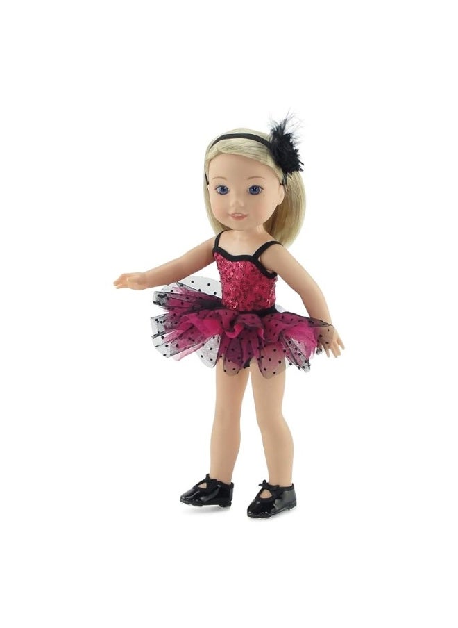 Emily Rose Emily Rose 14 Inch Doll Clothes Accessories | 5 Piece 14" Doll Jazz Ballet Ballerina Dance Recital Outfit, Includes Real Tap Shoes! | Gift Boxed! | Compatible with American Girl Wellie Wishers Dolls  - Image 2