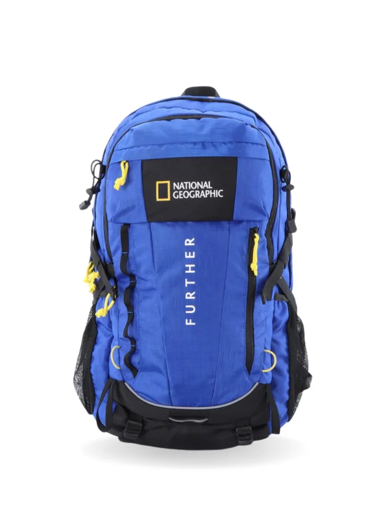 ناشيونال چيوغرافيك National Geographic Destination 40L Backpack Royal Blue, Durable Water Resistant Polyester Secure RFID Pocket Lightweight Bag With Raincover, 2 Side Waist Belt Protection For Men Women Trekking Hiking Camping Outdoor Travel