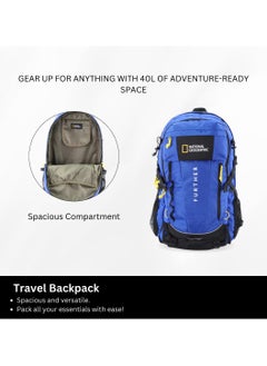NATIONAL GEOGRAPHIC National Geographic Destination 40L Backpack Royal Blue, Durable Water Resistant Polyester Secure RFID Pocket Lightweight Bag With Raincover, 2 Side Waist Belt Protection For Men Women Trekking Hiking Camping Outdoor Travel  - Image 4