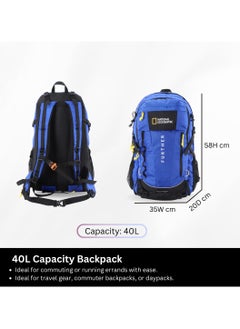 NATIONAL GEOGRAPHIC National Geographic Destination 40L Backpack Royal Blue, Durable Water Resistant Polyester Secure RFID Pocket Lightweight Bag With Raincover, 2 Side Waist Belt Protection For Men Women Trekking Hiking Camping Outdoor Travel  - Image 5
