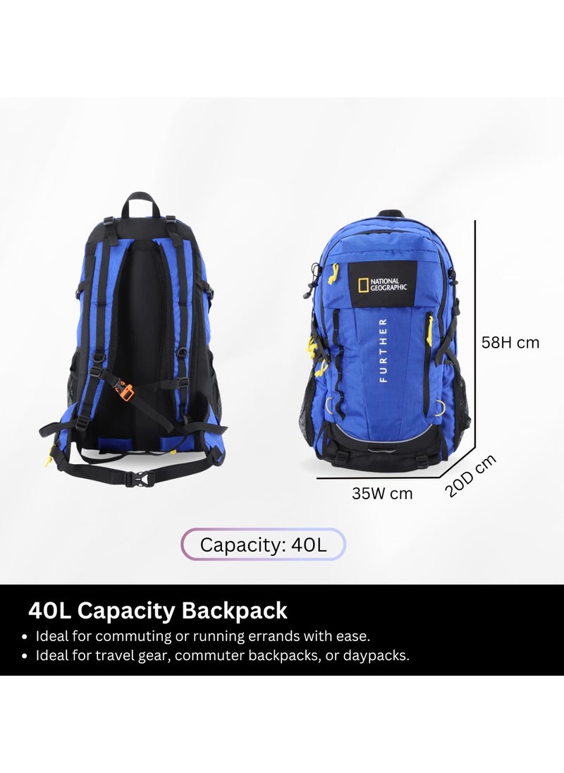 NATIONAL GEOGRAPHIC National Geographic Destination 40L Backpack Royal Blue, Durable Water Resistant Polyester Secure RFID Pocket Lightweight Bag With Raincover, 2 Side Waist Belt Protection For Men Women Trekking Hiking Camping Outdoor Travel  - Image 5