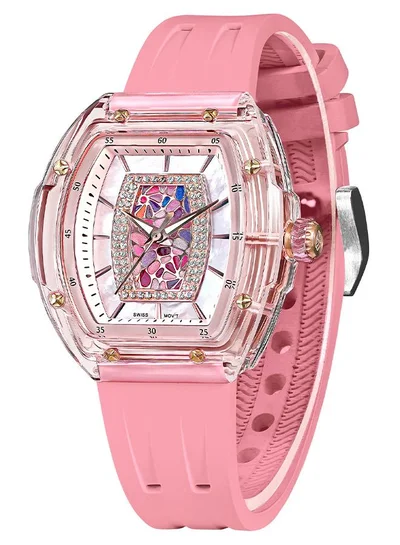 TSAR BOMBA Nucleus Femme Series 35mm Women's Watch with Pink Premium Rubber Strap