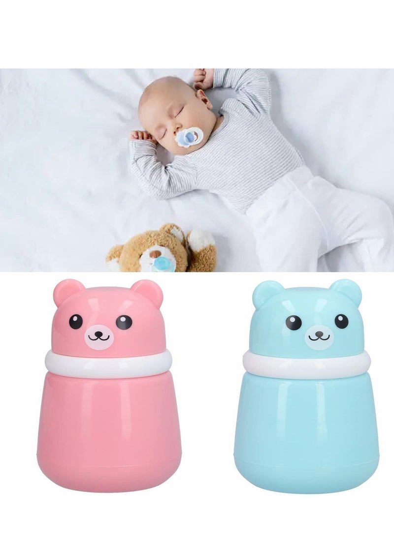 Y&D Cartoon Bear Powder Puff Box, 2 Pcs Convenient No Irritation Durable Fine Portable Case for Home Travel (Blue + Pink)  - Image 4