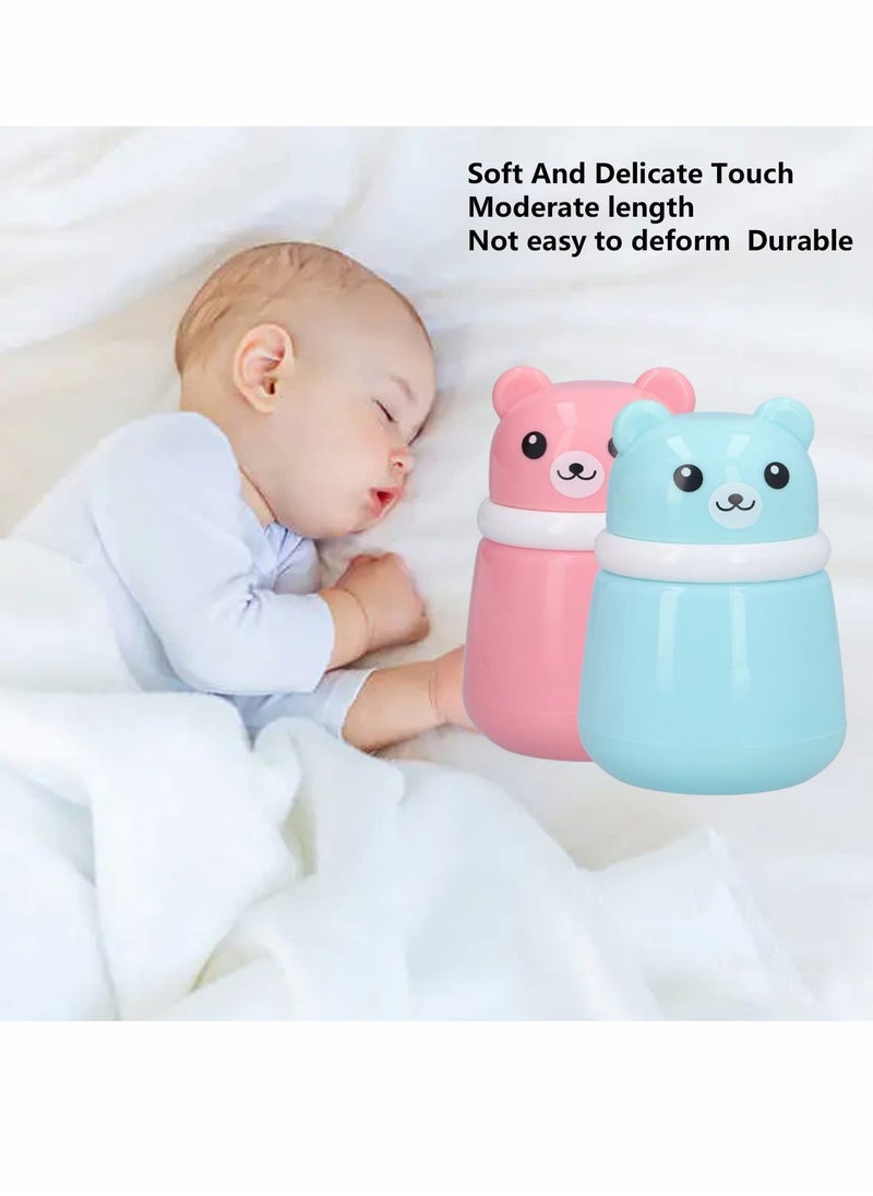Y&D Cartoon Bear Powder Puff Box, 2 Pcs Convenient No Irritation Durable Fine Portable Case for Home Travel (Blue + Pink)  - Image 3